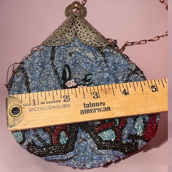 Antique 1920s Art Deco Micro Beaded Flapper Purse Floral Czech Glass Evening Bag - Picture 9 of 16